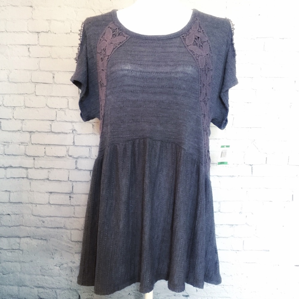 Style & Co. Cold-Shoulder Crochet Peplum Sweater